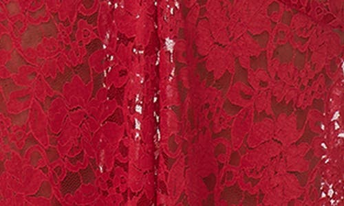 Afrm Jenima Long Sleeve Lace Mermaid Gown In Red