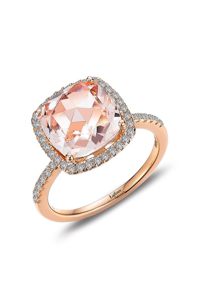 Classic Square Halo Ring, Main, color, PINK / ROSE GOLD