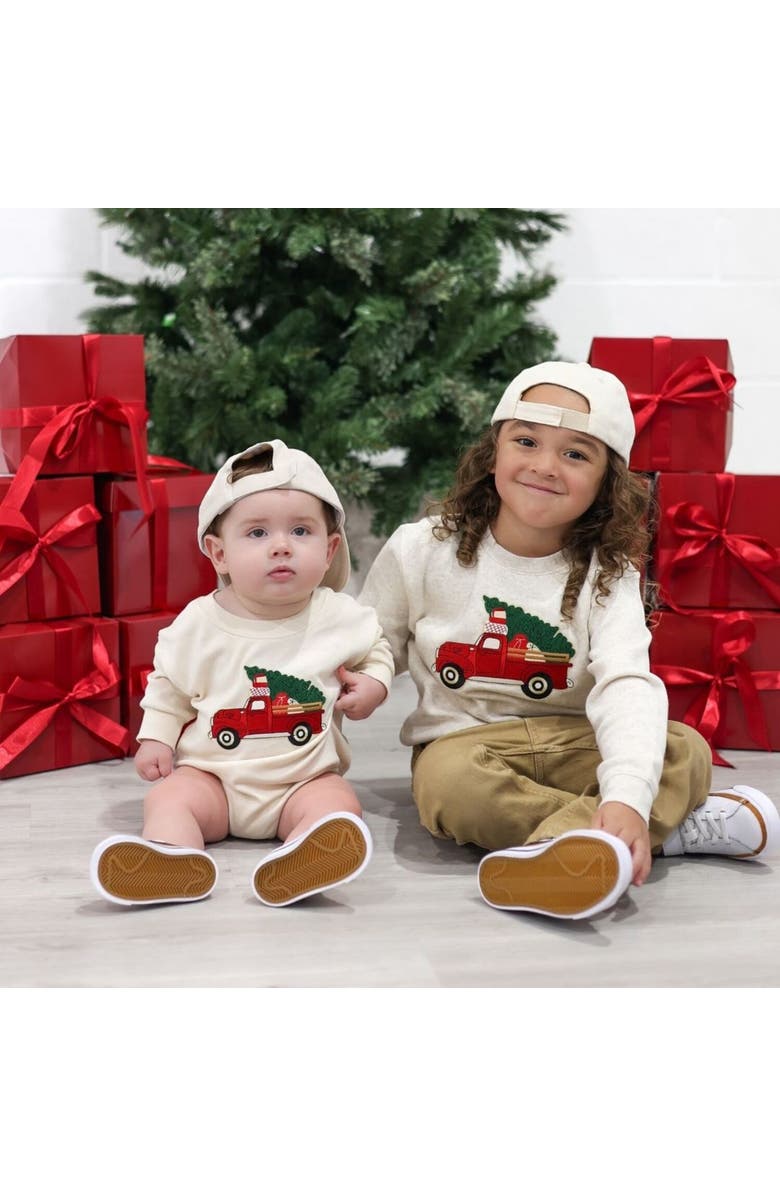 Sweet Wink Christmas Truck Patch Sweatshirt, Alternate, color, Natural