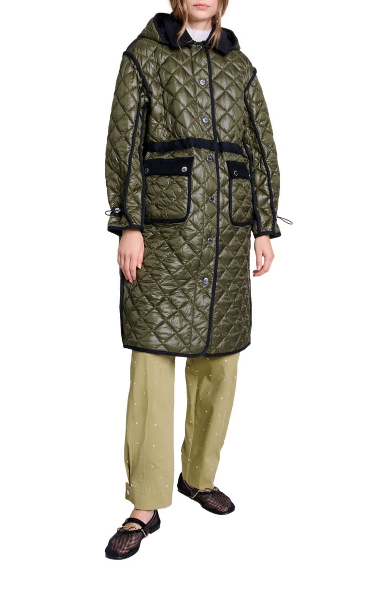 maje Contrast quilted puffer jacket, Main, color, 