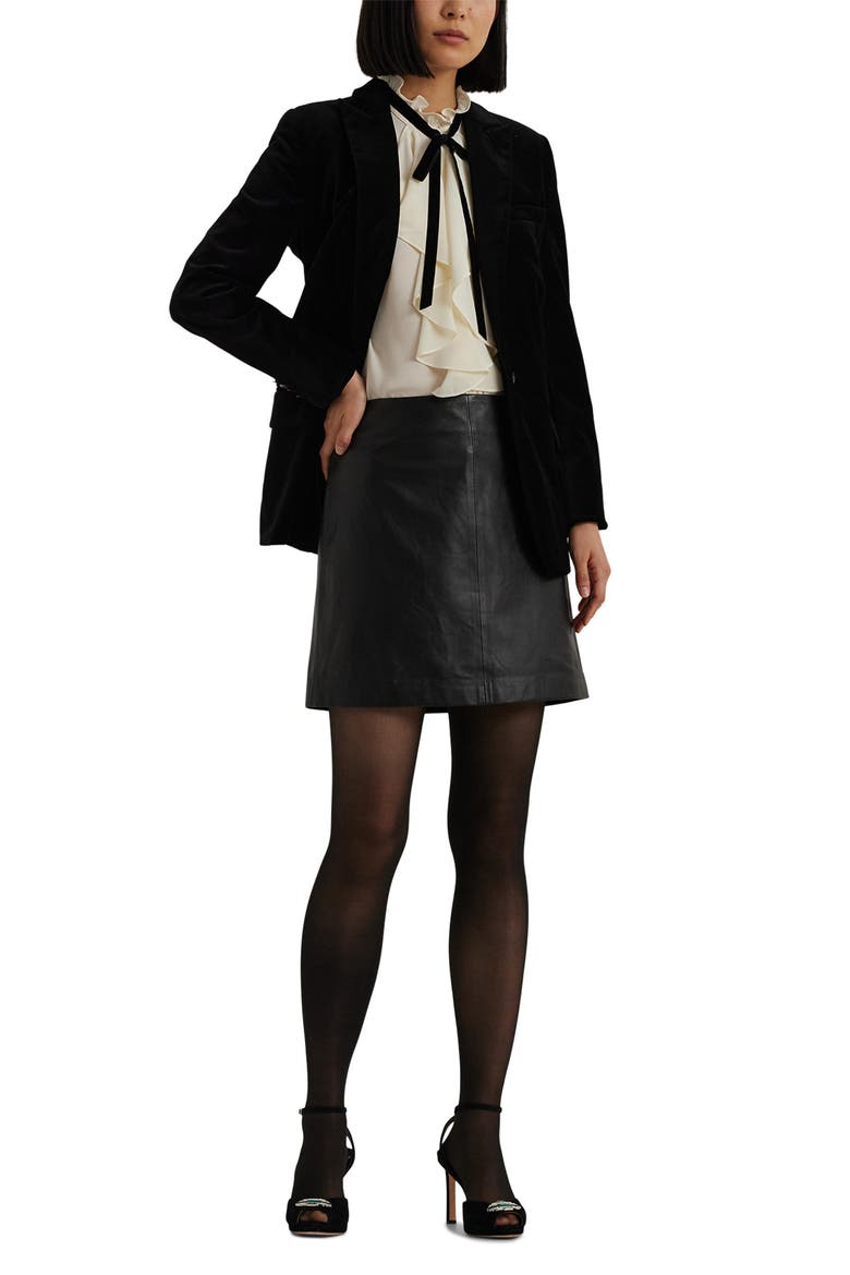 Ruffle Trim Georgette Button-Up Shirt, Alternate, color, MASCARPONE CREAM/ BLACK