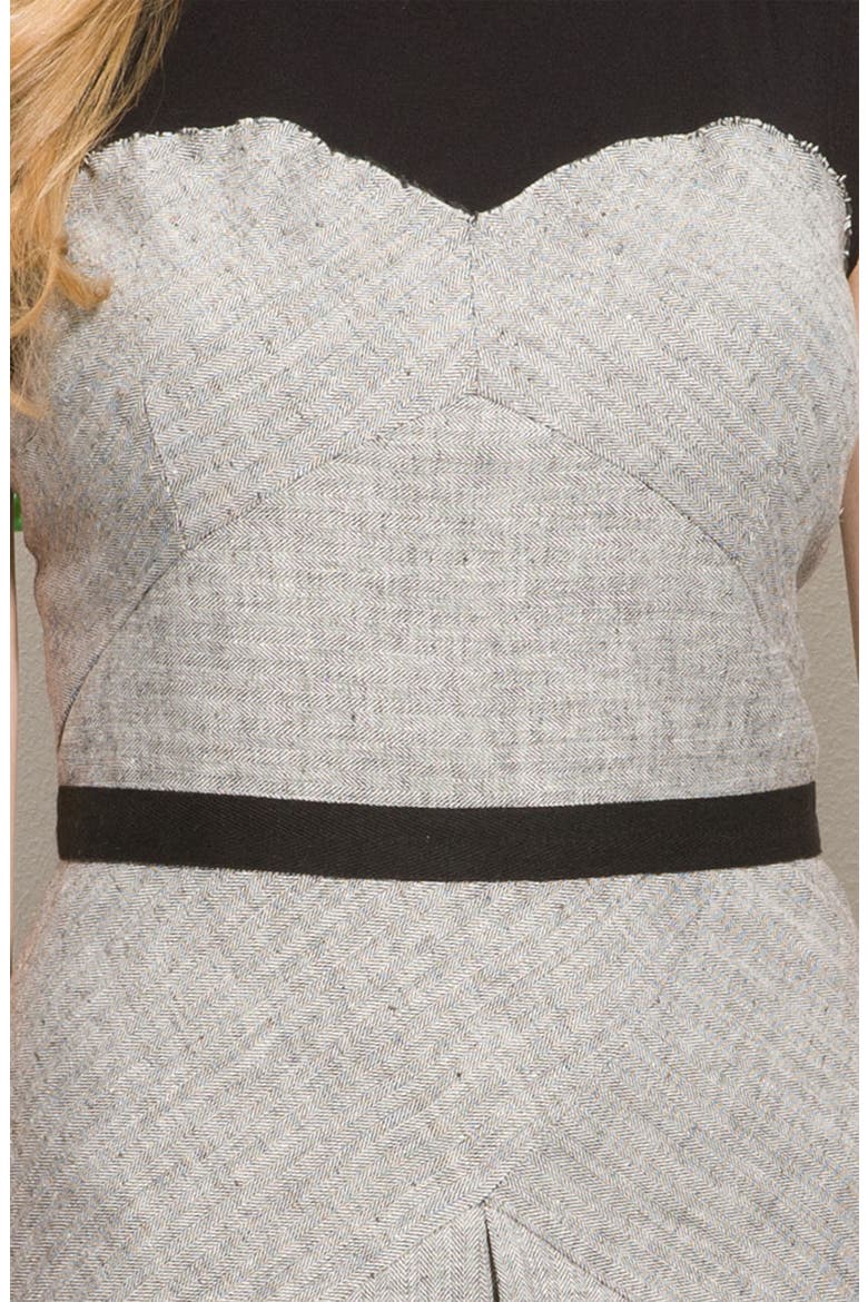 Faux Two-Piece Herringbone Dress, Alternate, color, IVORY