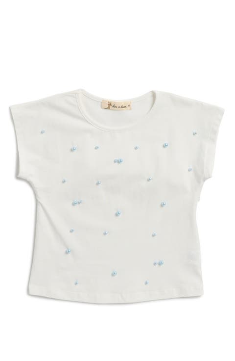 Kids' Faux Pearl Embellished T-Shirt (Toddler & Little Kid)