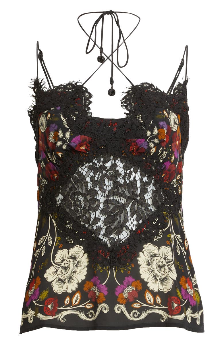 FARM Rio Rococo Flowers & Lace Camisole, Alternate, color, Black