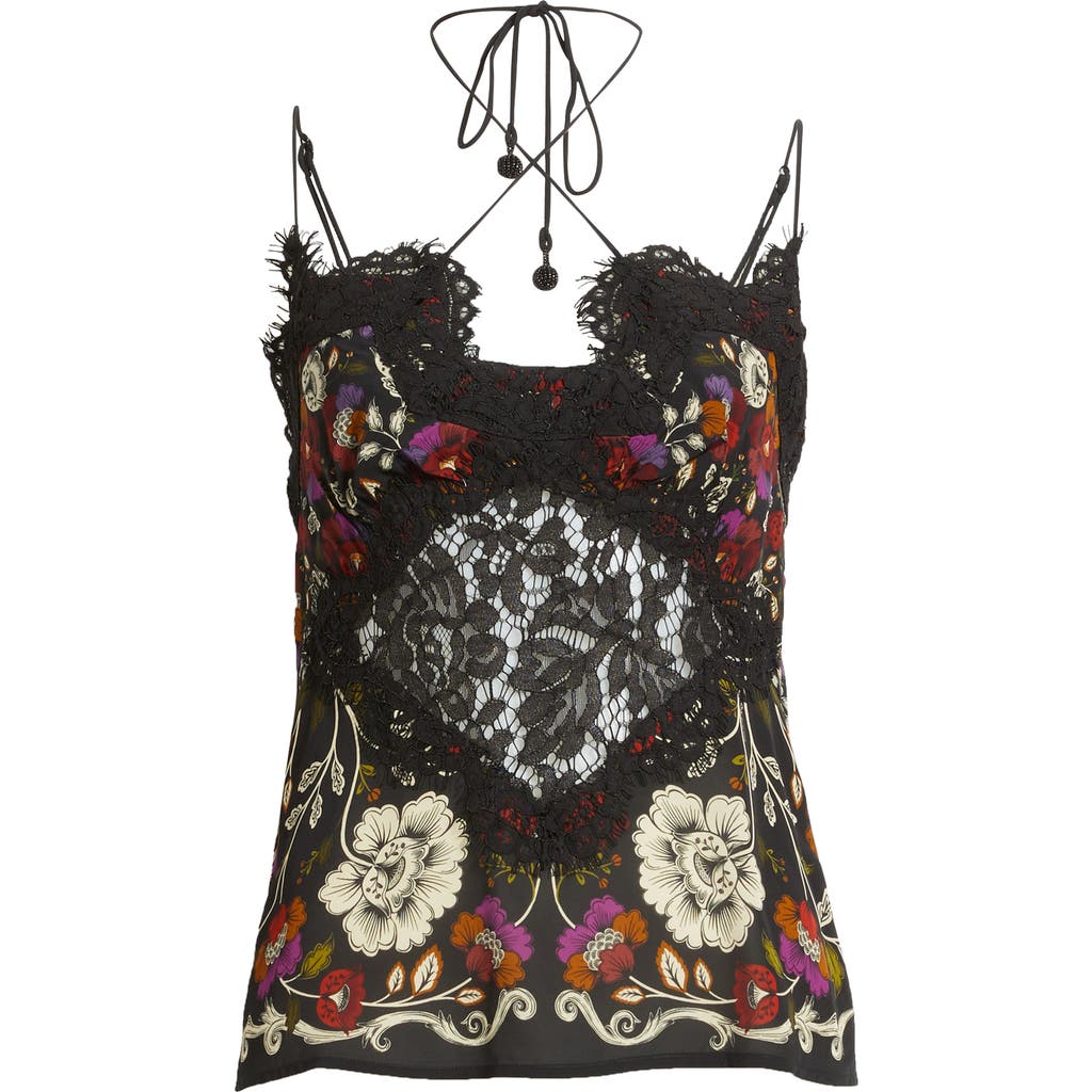 Farm Rio Rococo Flowers Top In Black