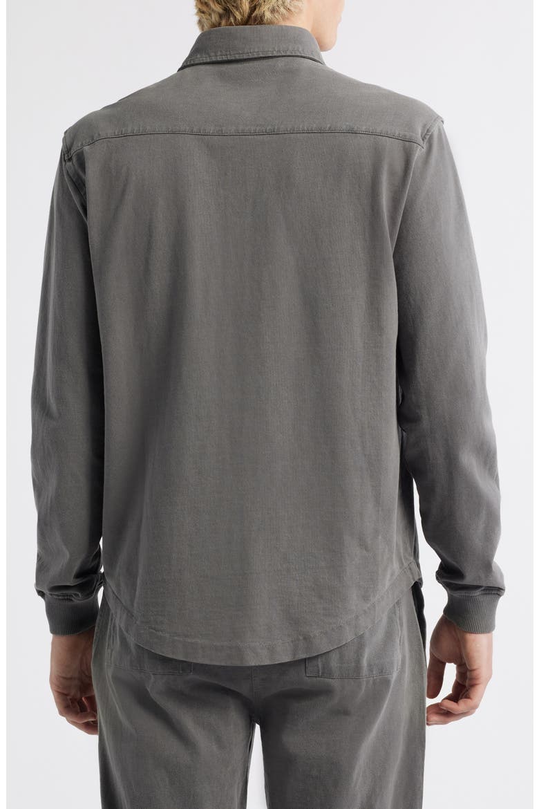 Caza Rib Organic Cotton Knit Button-Up Shirt, Alternate, color, SLATE