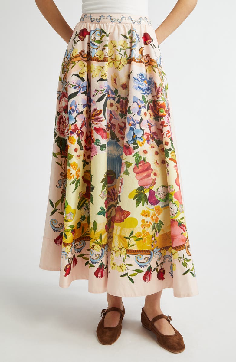 FARM Rio Garden Terrace Cotton Maxi Skirt, Main, color, Pink