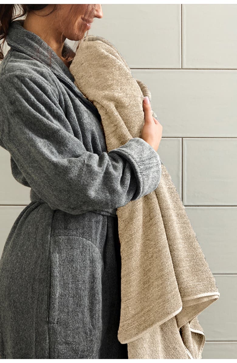 BedVoyage Melange Viscose Cotton Blend Odor & Mildew Resistant Bath Sheet & Hand Towel Set, Alternate, color, Sand