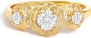 Haus of Brilliance 14K Yellow Gold Plated Sterling Silver 1/2 Ctw Lab Grown Diamond Floral 3-Stone Ring
