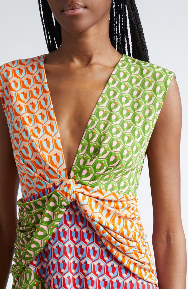 FARM Rio Cashew Knot Front Midi Dress, Alternate, color, 