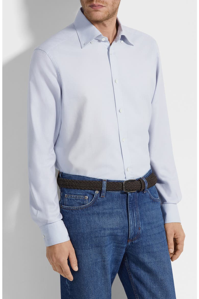 Cashco Cashmere & Cotton Button-Down Shirt, Alternate, color, LIGHT BLUE