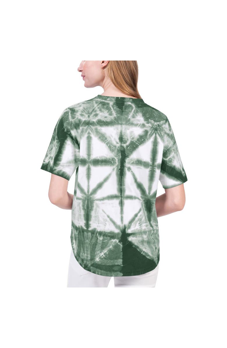 G-III 4HER BY CARL BANKS Women's G-III 4Her by Carl Banks Kelly Green Boston Celtics Tournament Raglan Oversized Tie-Dye V-Neck T-Shirt, Alternate, color, 