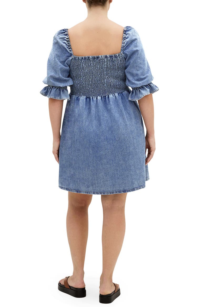 Kaitlyn Smocked Denim Minidress, Alternate, color, LIGHT WASH