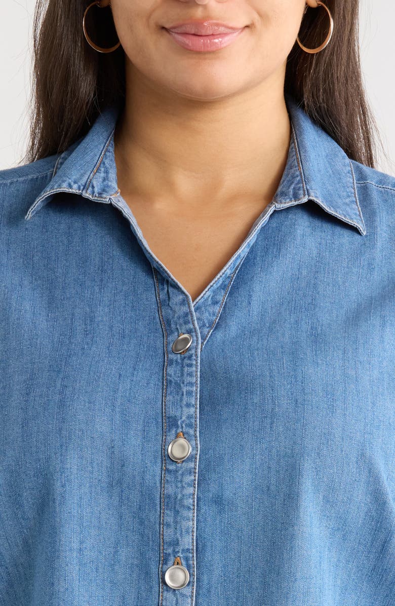 beachlunchlounge Kindell Chambray Top, Alternate, color, Medium Wash