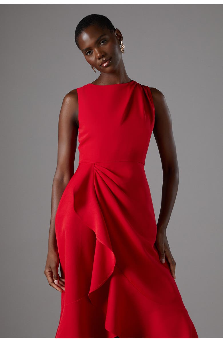 Coast Waterfall Crepe Midi Dress, Alternate, color, Red