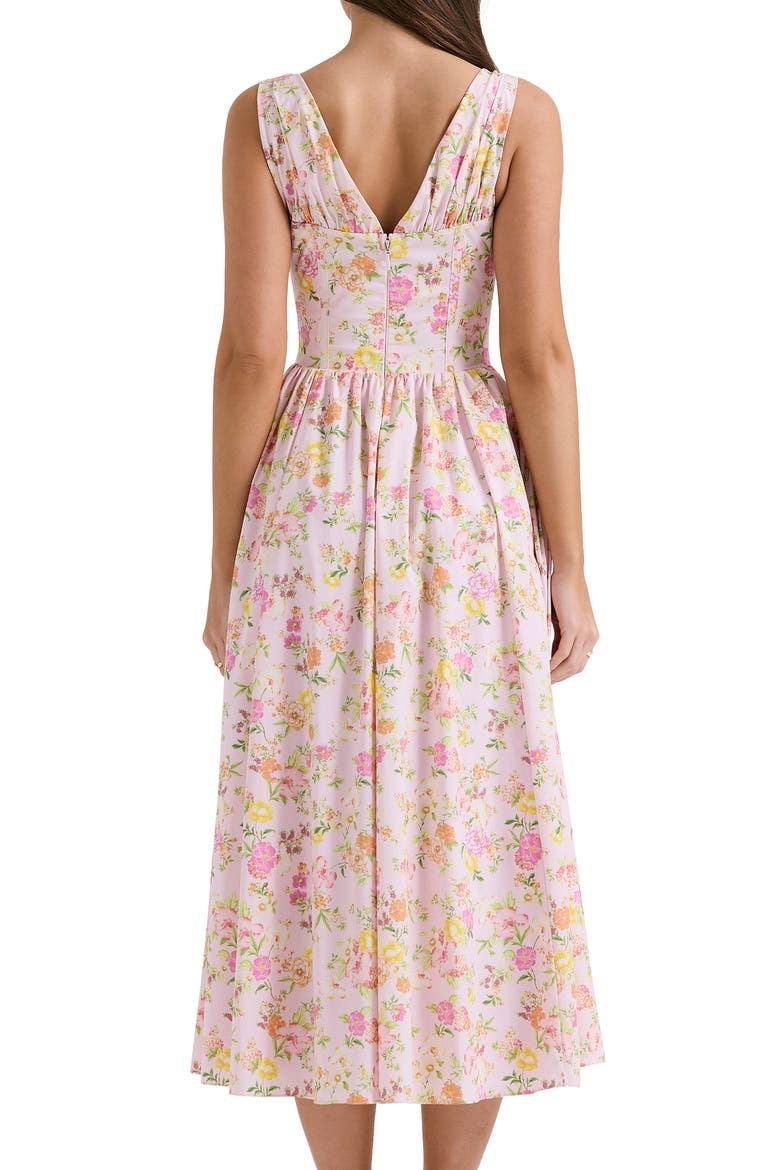 Emmelina Sleeveless Stretch Poplin Midi Dress, Alternate, color, PINK FLORAL PRINT