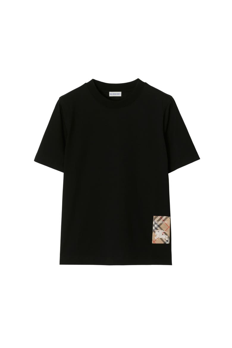 Check Label Cotton T-shirt, Alternate, color, Black