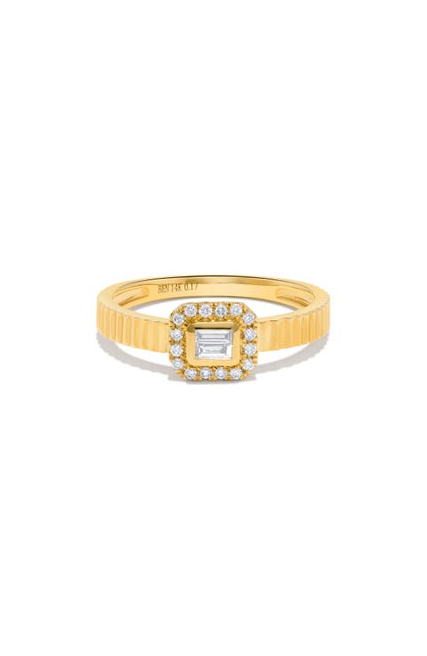 14K Yellow Gold Diamond Halo Ring
