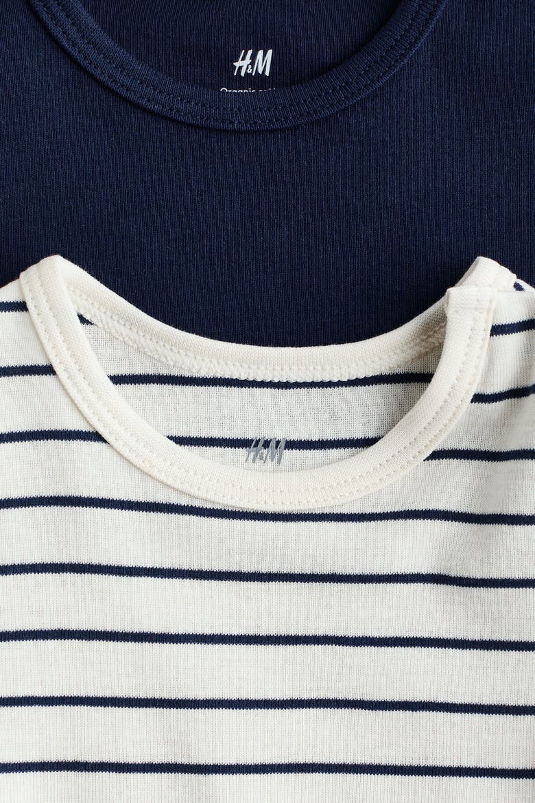 2-pack Cotton Bodysuits, Alternate, color, Navy blue/white