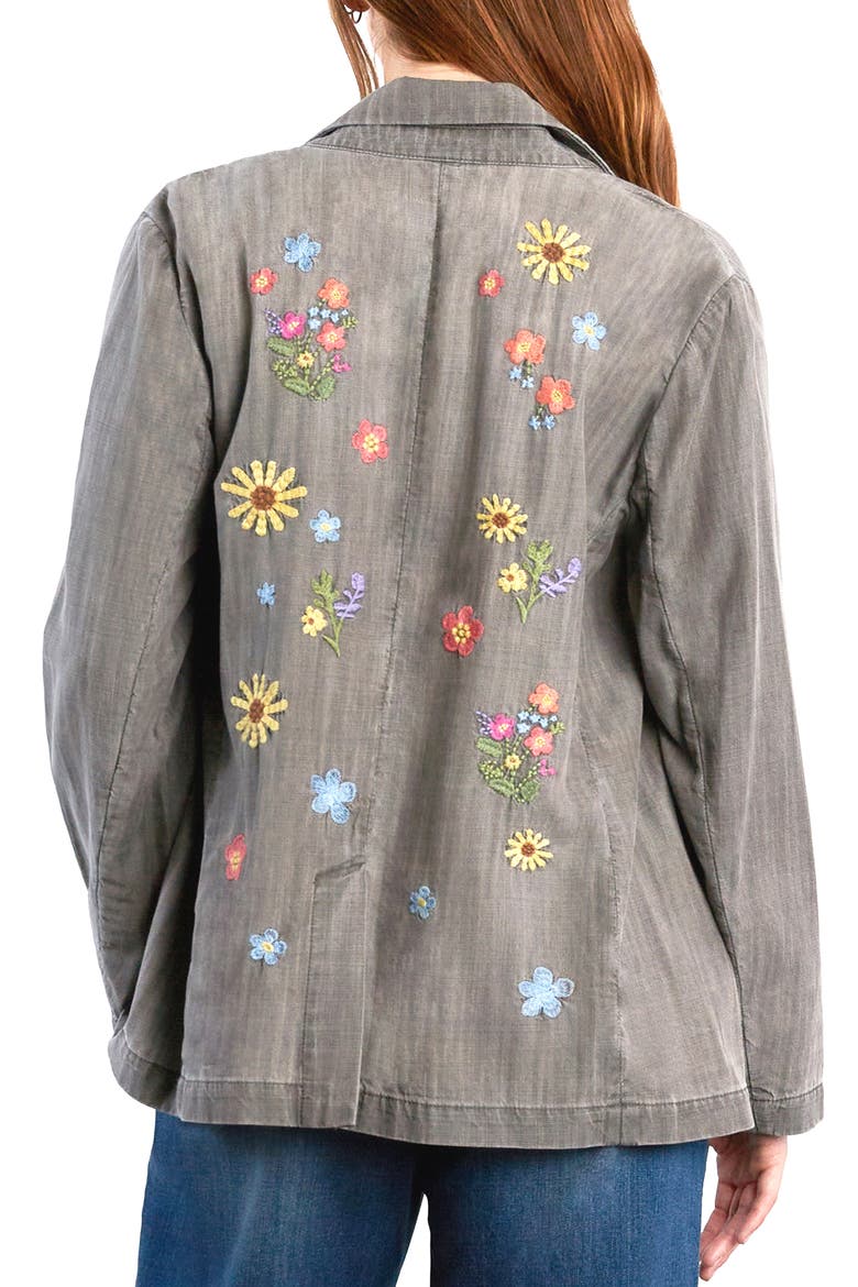 Embroidered Cotton and Hemp Blazer, Alternate, color, WASHED GREY