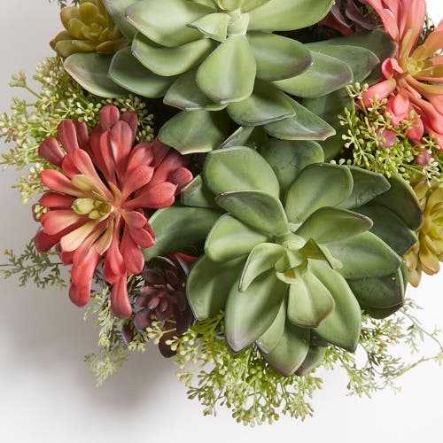 Cg Hunter Round Artificial Succulent Arrangement, Natural Planter In Green