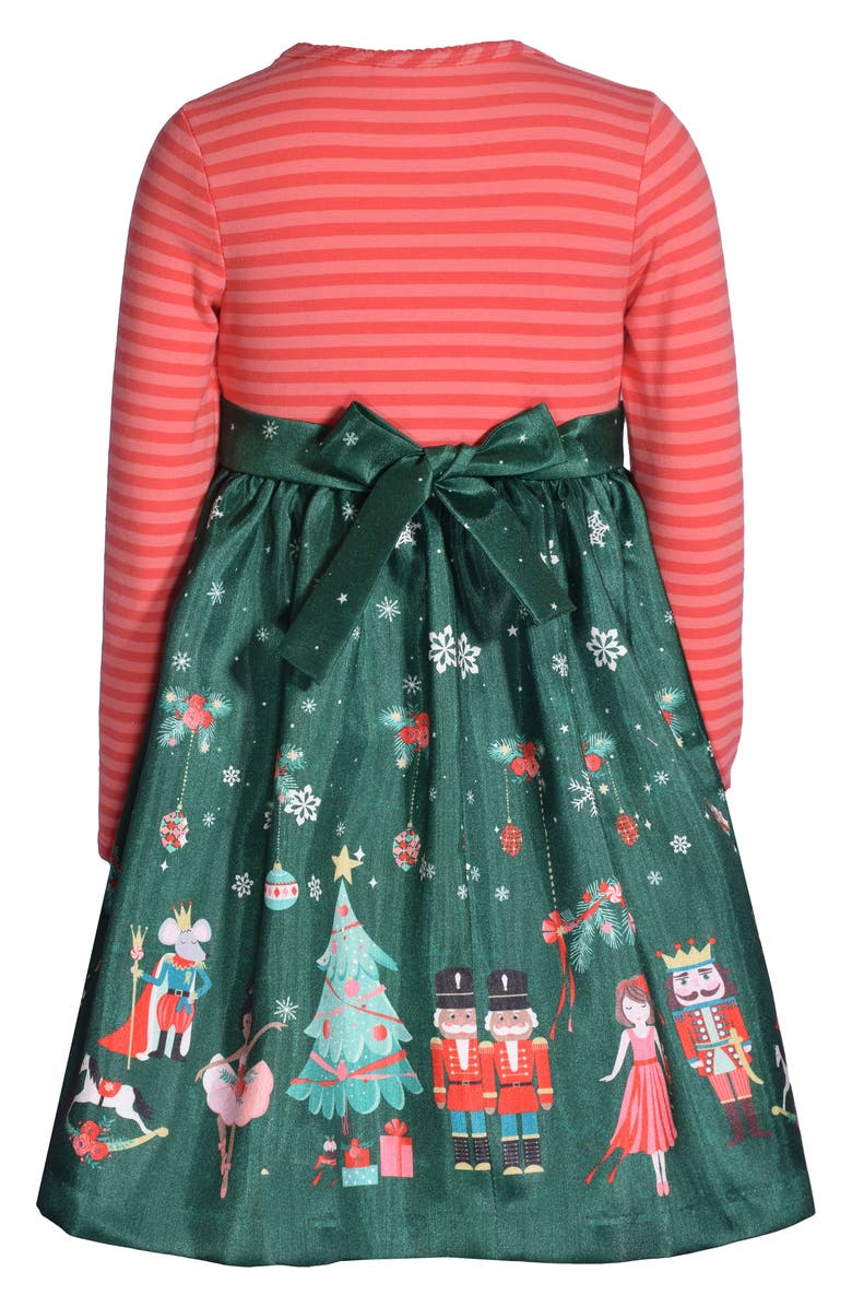 Bonnie Jean Kids' Nutcracker Border Holiday Dress, Alternate, color, Green