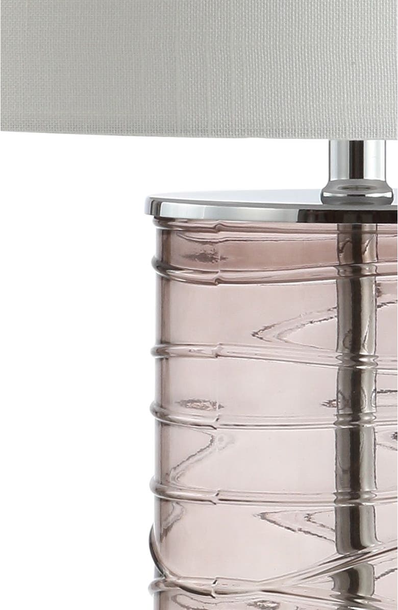 JONATHAN Y Cole 27.5" Modern Fused Glass Cylinder LED Table Lamp, Alternate, color, Smoky Gray