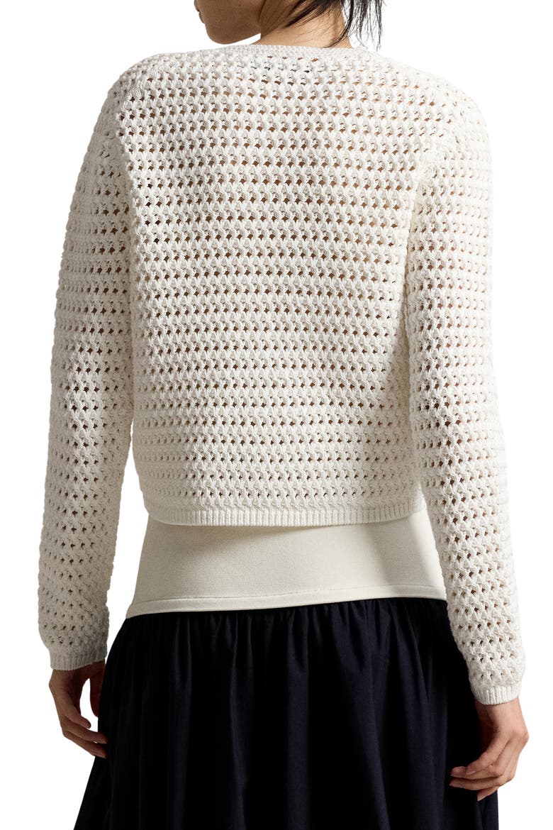 Big Pony Cotton Cardigan, Alternate, color, WHITE