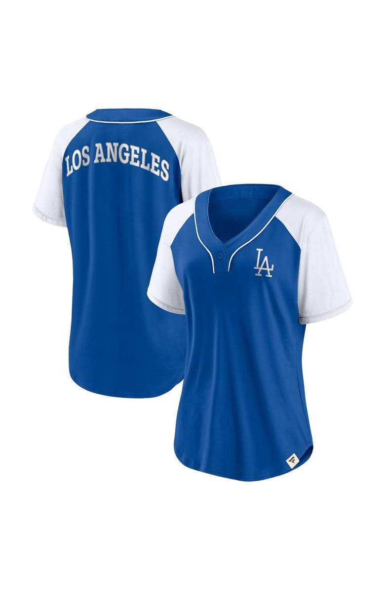 FANATICS Women's Fanatics Branded Royal Los Angeles Dodgers Bunt Raglan V-Neck T-Shirt, Main, color, 