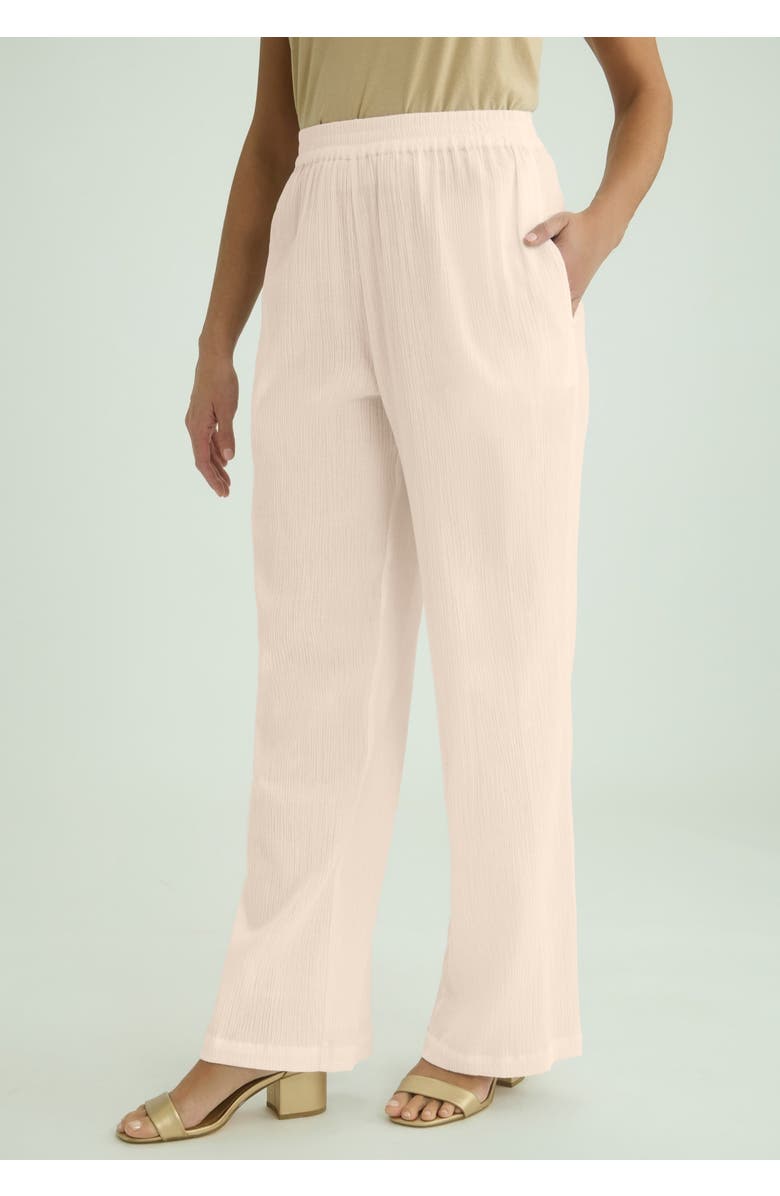 Jessica London Wide Leg Gauze Pant, Alternate, color, Oatmeal