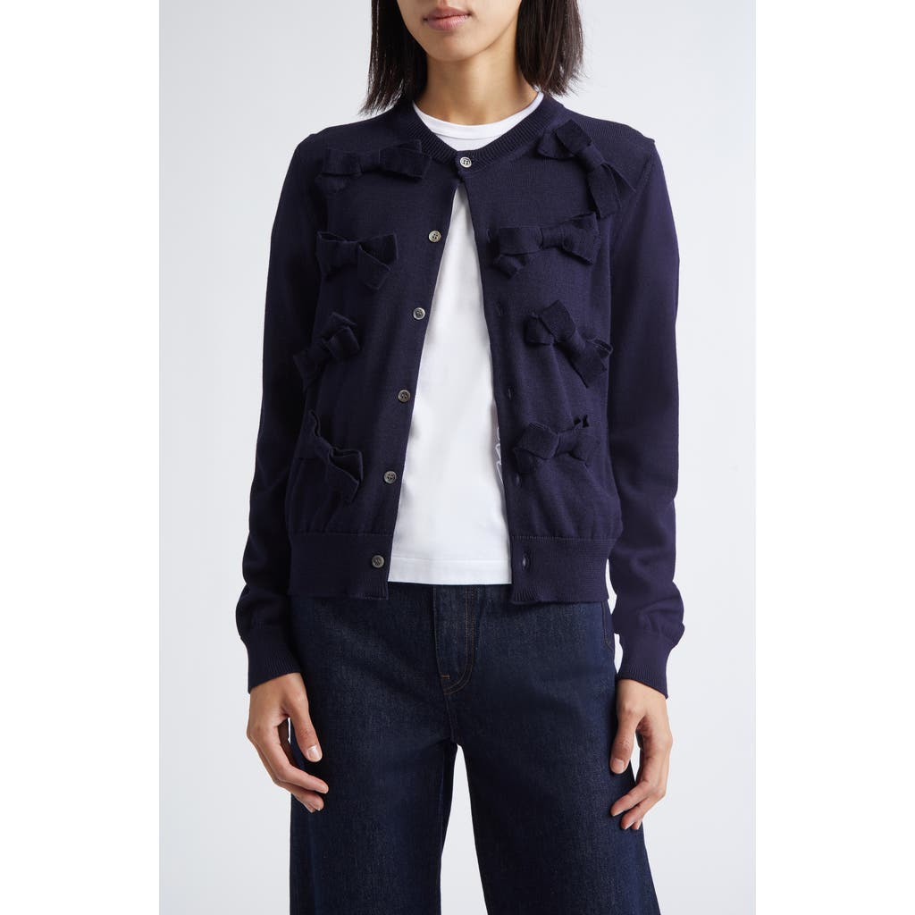 Comme des Garçons Girl Ribbon Bow Wool Cardigan in Navy  product