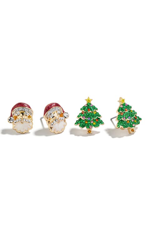 Assorted 2-Pack Spruced Up Santa Stud Earrings