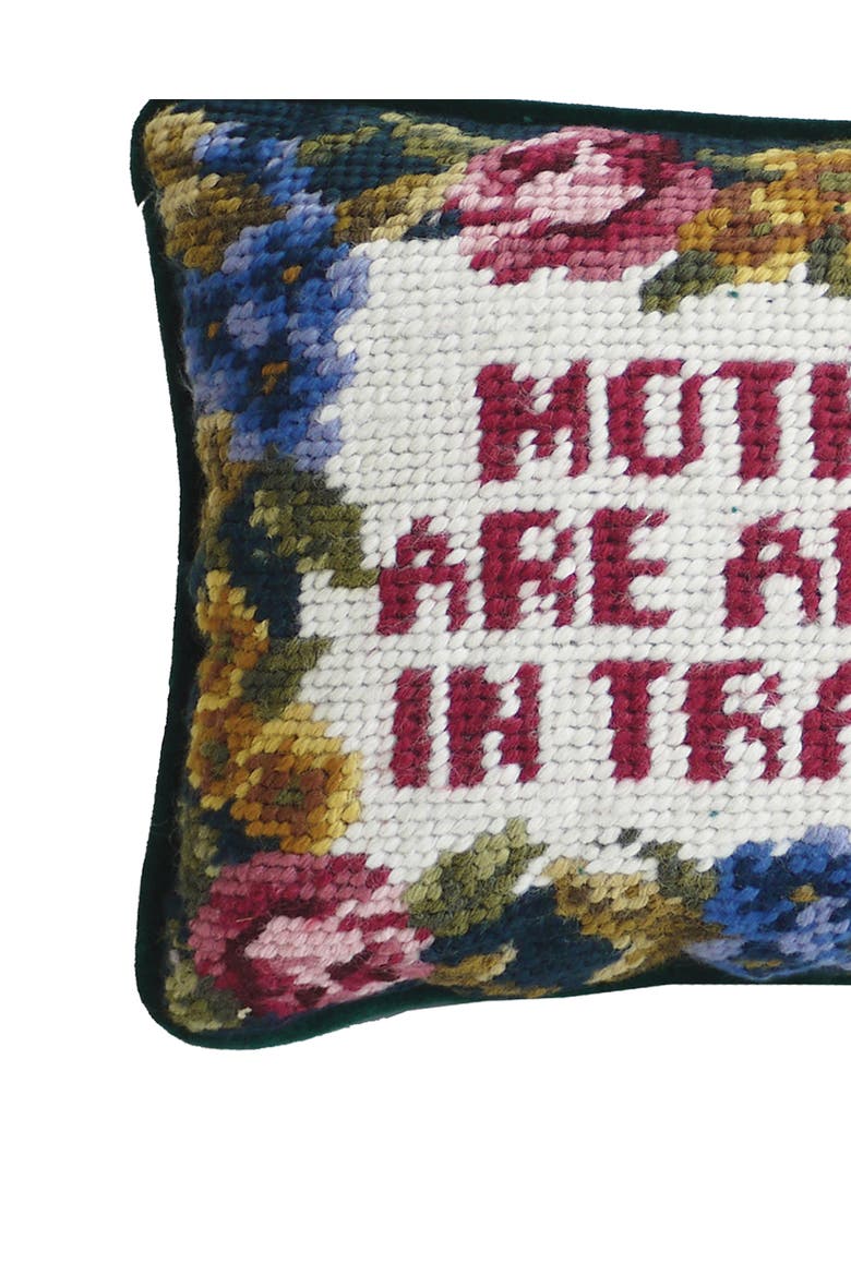 Mothers And Angels In Training Needlepoint Mini Accent Pillow, Alternate, color, Red