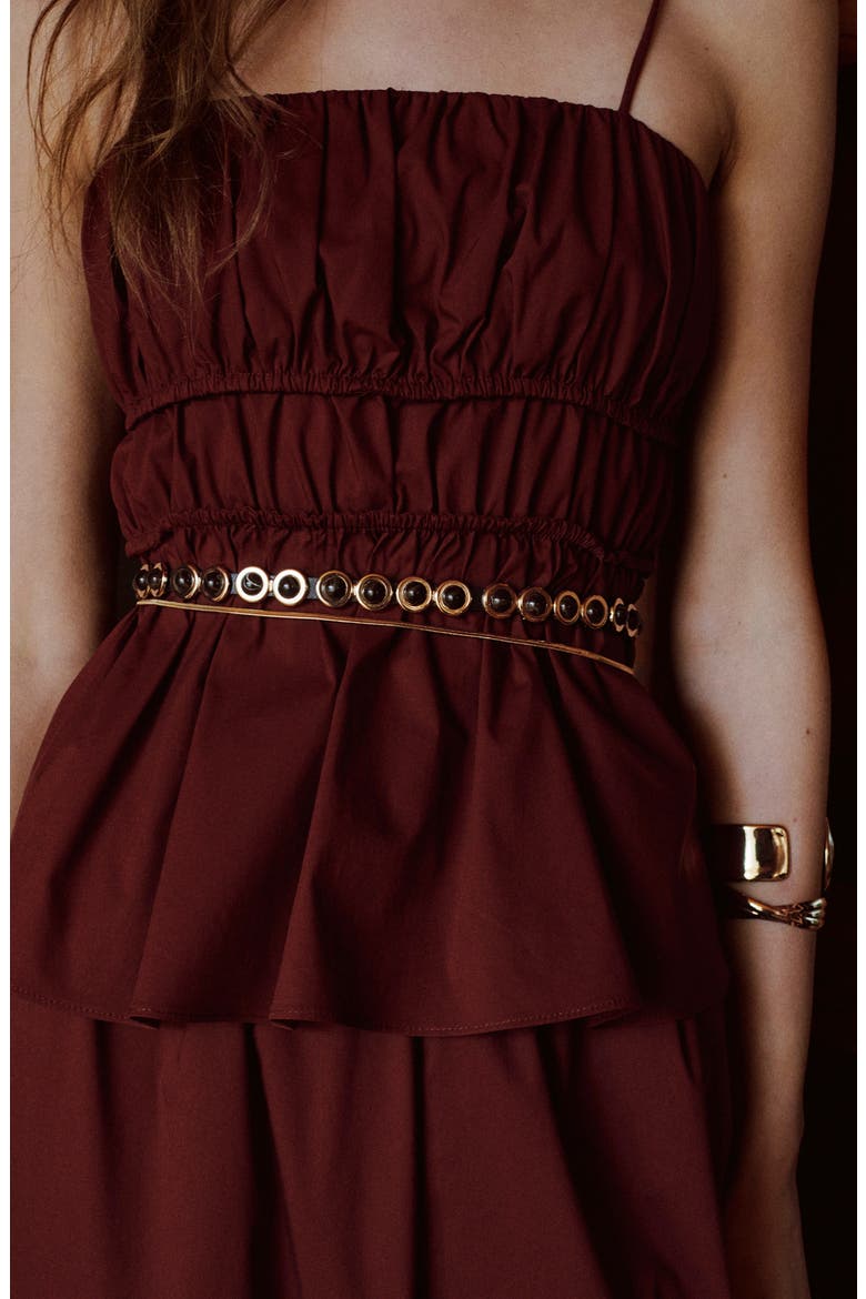 Shirred Stretch Cotton Camisole, Alternate, color, BURNT ORANGE