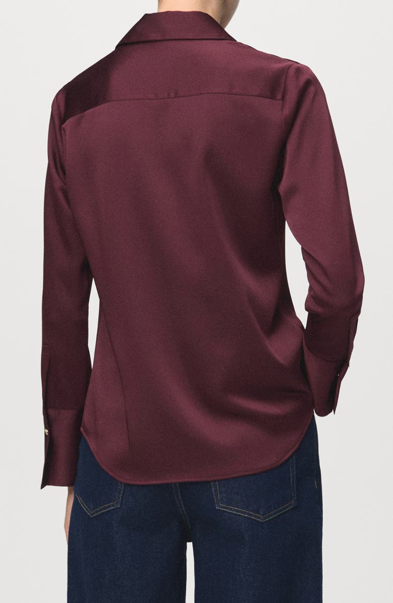 MANGO Abstract Print Button-Up Shirt, Alternate, color, Burgundy