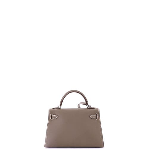 Pre-owned Hermes Hermes Kelly Mini Ii Bag Grey Epsom With Palladium Hardware 20 In Brown