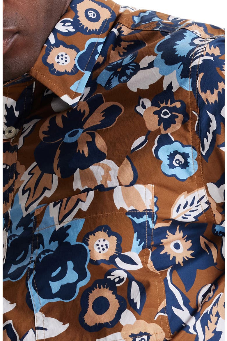 Soft Oversize Point Collar Poplin Shirt, Alternate, color, BRONZE ALOHA POP PRINT