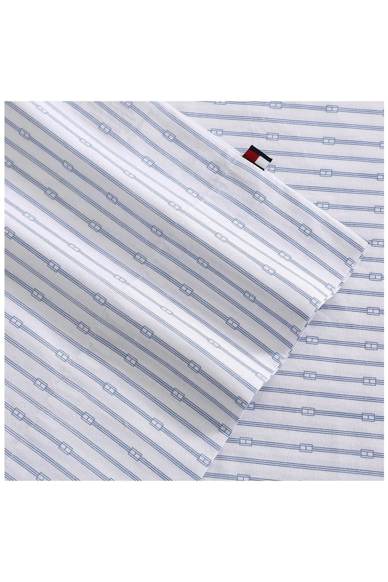 Monogram Stripe Cotton Percale Sheet Set, Alternate, color, LT-PASTEL BLUE