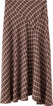 MANGO Check Print Asymmetric Maxi Skirt