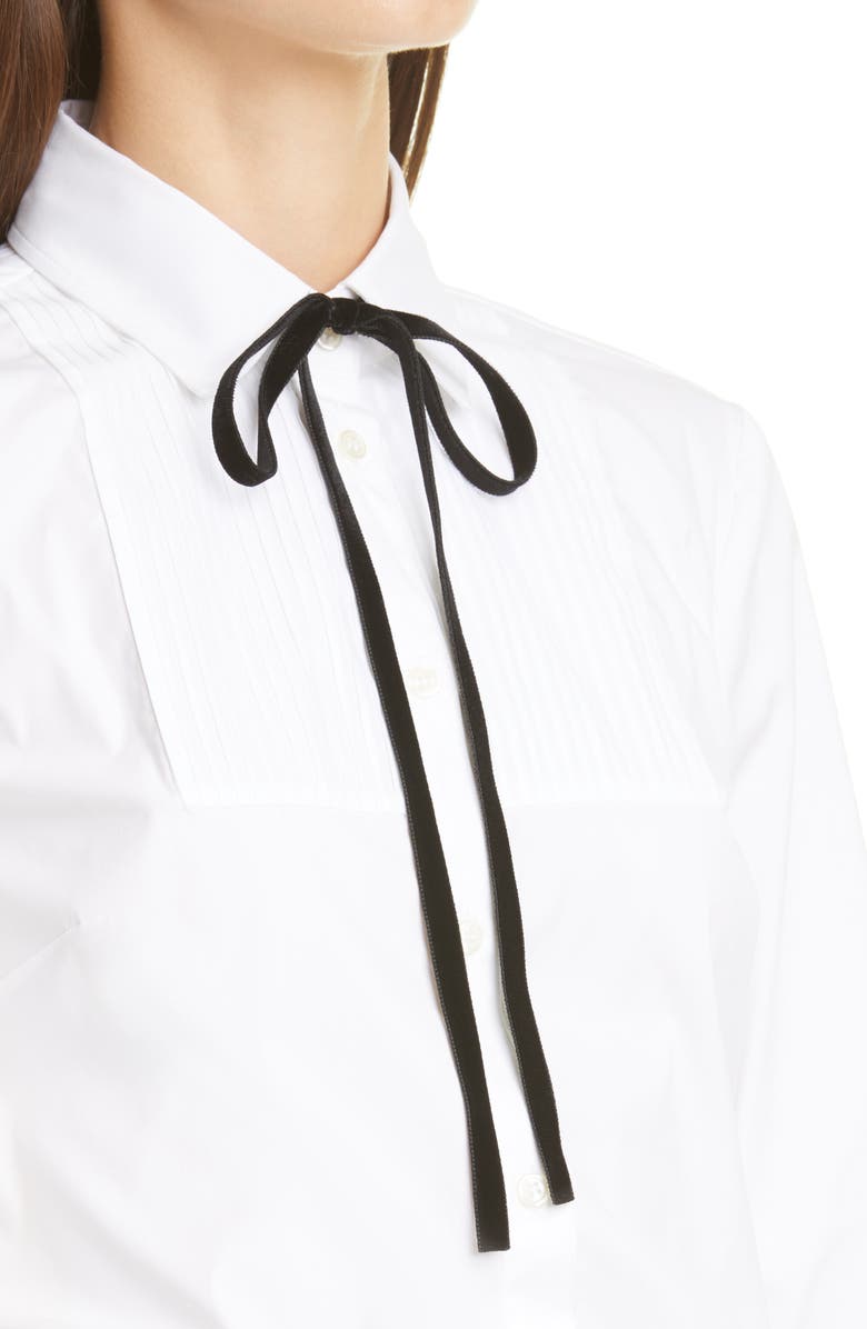RED Valentino Pintuck Bow Poplin Blouse, Alternate, color,