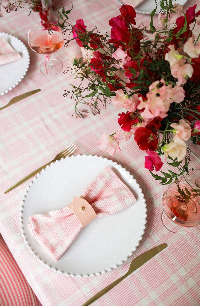 Heather Taylor Home Marianne Plaid Set of 4 Napkins, Alternate, color, Peony