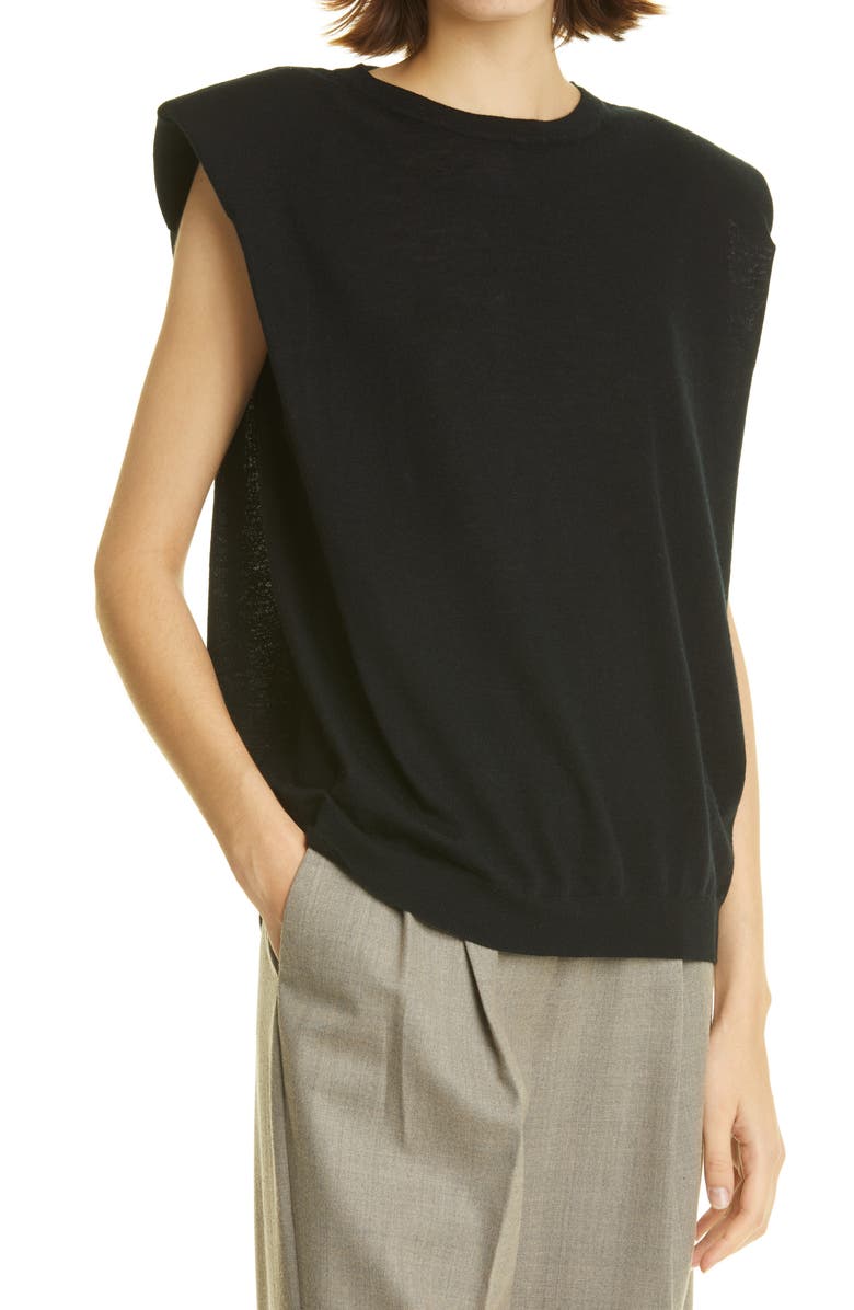 LOULOU DE SAISON Loulou Studio Prince Padded Shoulder Wool & Cashmere Shell, Alternate, color, 