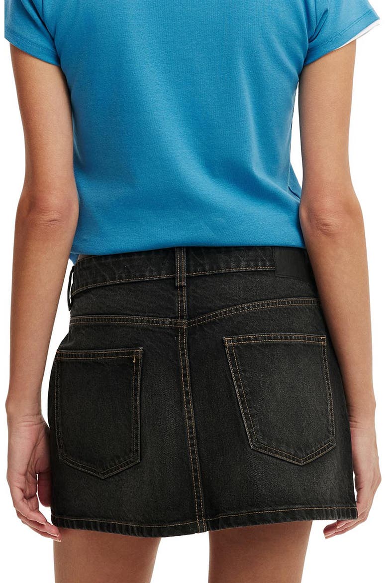 Low Rise Denim Miniskirt, Alternate, color, UNDONE BLACK