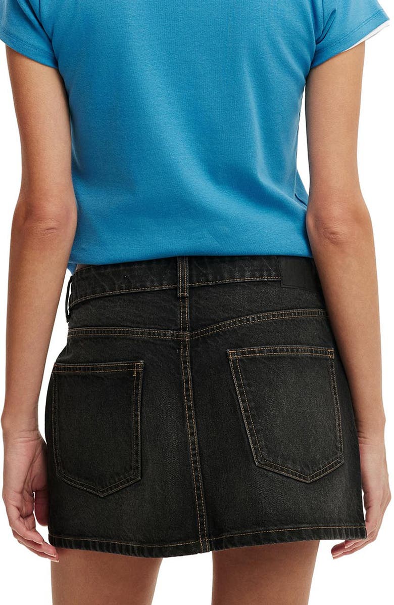 Cotton On Low Rise Denim Miniskirt, Alternate, color, Undone Black