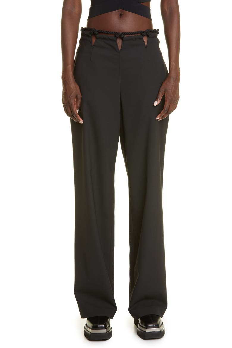 Macramé Inset Pants, Main, color, BLACK