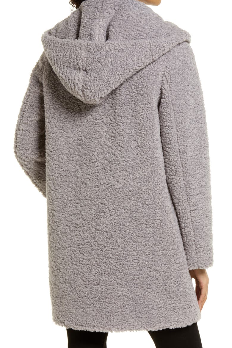 Hooded Faux Shearling Teddy Coat, Alternate, color, LIGHT GREY