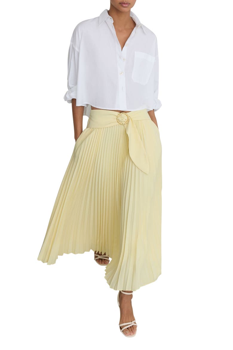 Amelie Belted Pleated Skirt, Alternate, color, YELLOW
