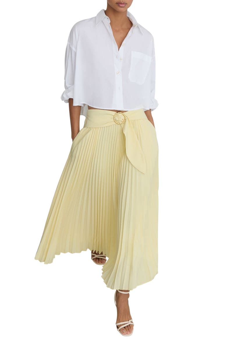 Reiss Amelie Belted Pleated Skirt, Alternate, color, Yellow