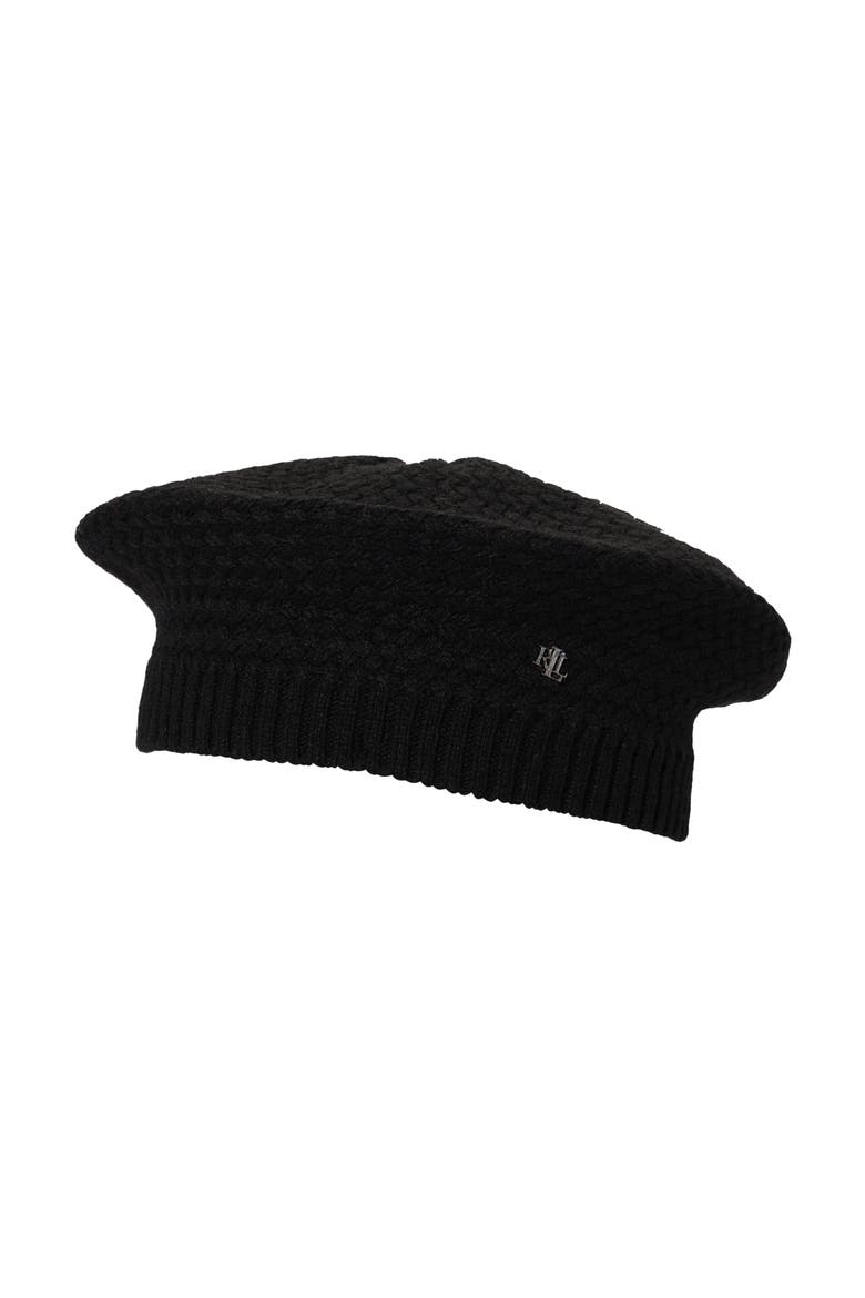 Basket Knit Beret, Main, color, Black