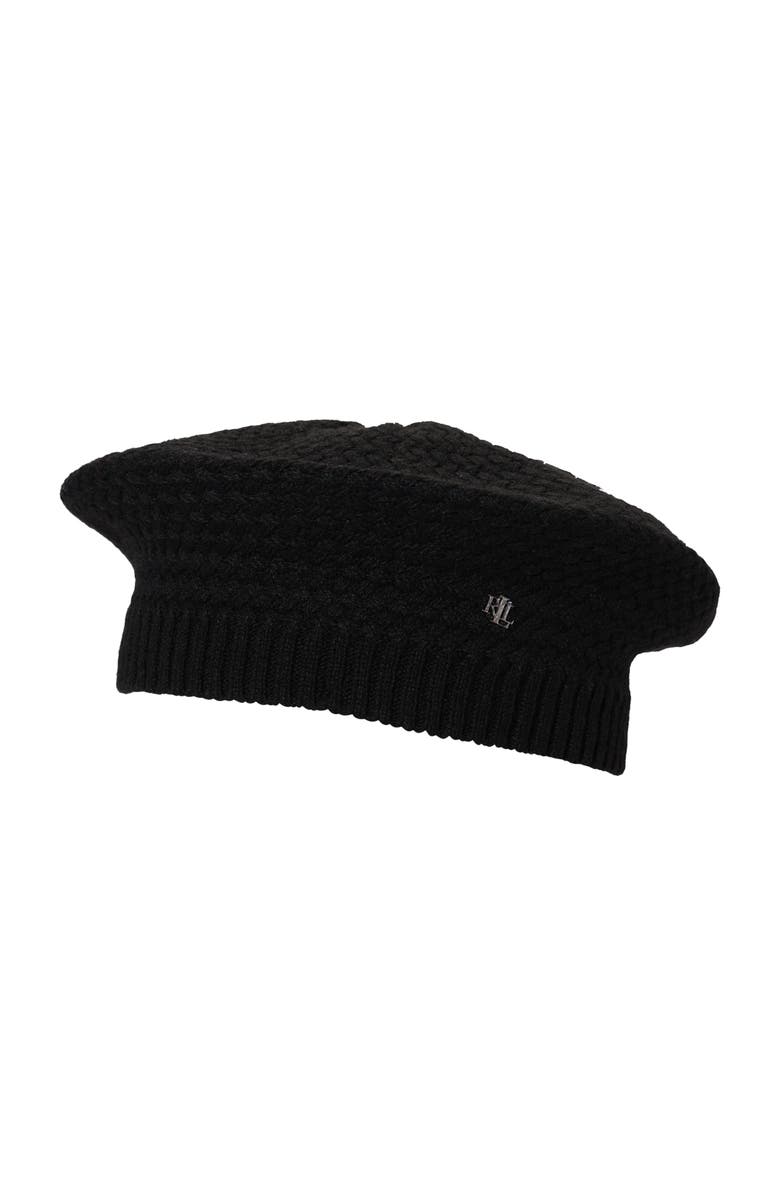 Lauren Ralph Lauren Basket Knit Beret, Main, color, Black